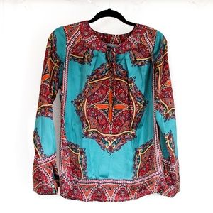 Macy's NY Collection ethnic long sleeved blouse